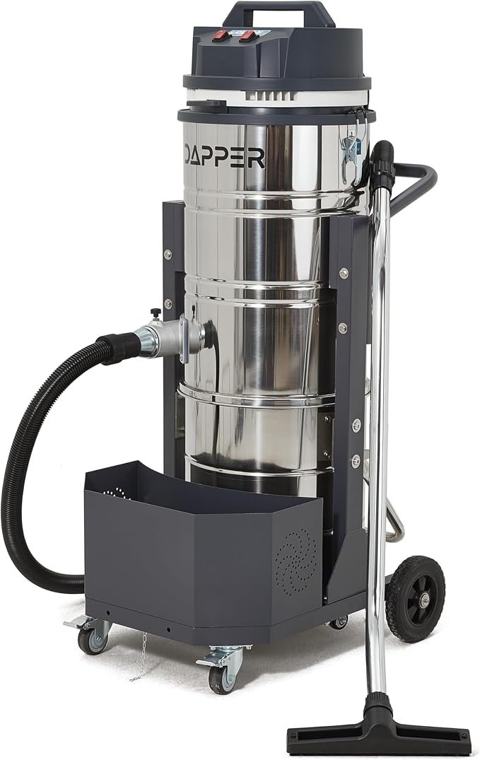 26.5 Gallon Heavy-Duty Industrial Wet/Dry Vacuum, Dual Motor, 3.3 HP, 222 CFM, 27" Squeegee, 120V/20A Plug, 2 Year Warranty - Ideal for Construction Sites, Warehouses & Industrial Cleanup