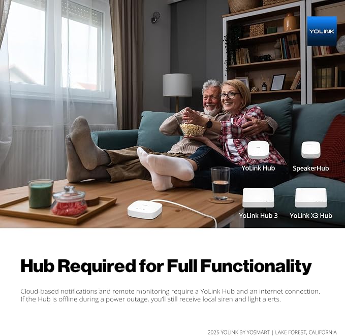 YoLink Smart Power Fail Alarm, AC Power Outage Alert, LoRa Long-Range Wireless, Remote Monitoring, App Alerts, Text/SMS, Email Alerts, YoLink Hub Required!