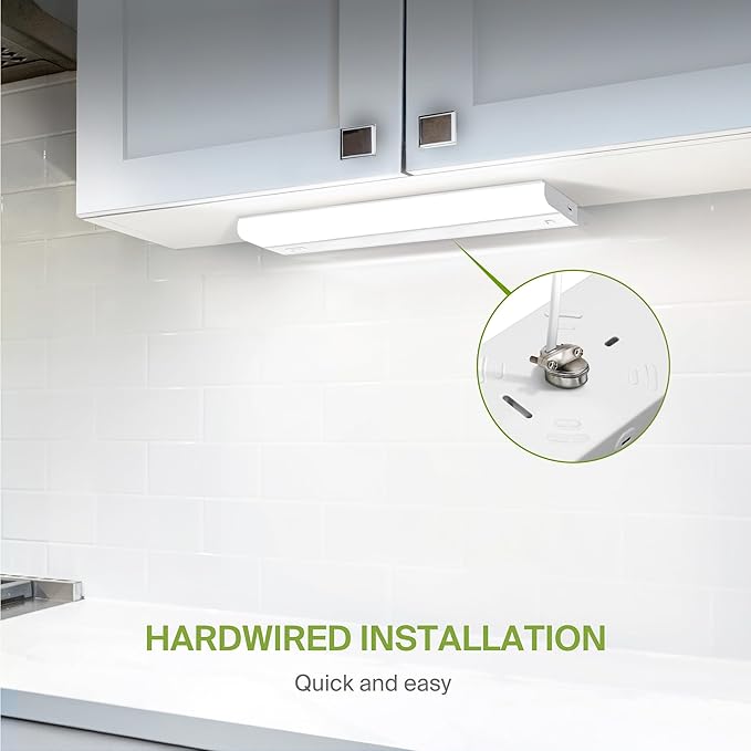 ASD LED Under Cabinet Lighting Hardwired, 24 Inch 12W 2700K-5000K Selectable, 1051LM, CRI90+, Direct Wire Linkable Under Counter Lights for Kitchen, Dimmable Under Cabinet Lights, White, UL, 12 Pack