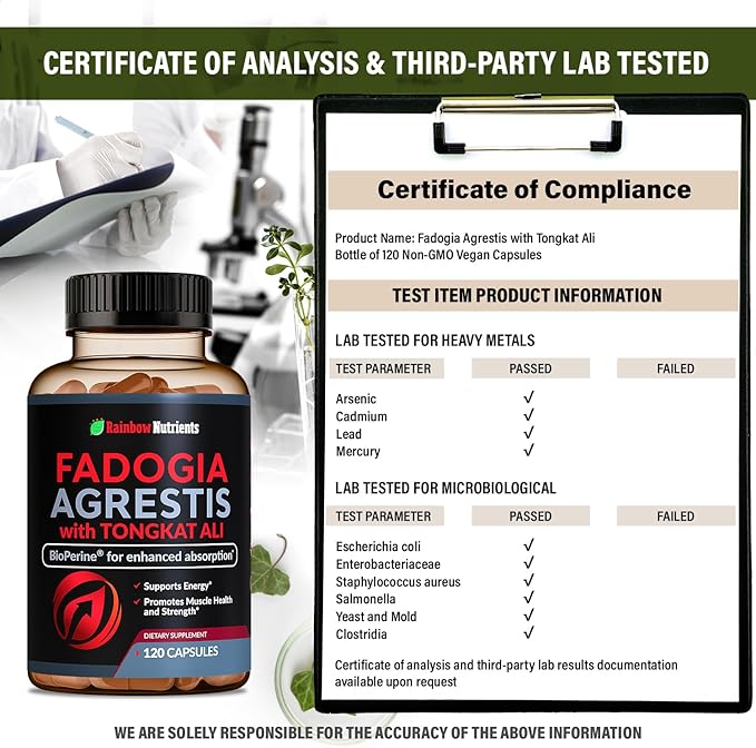 Fadogia Agrestis with Tongkat Ali + BioPerine® [Max Absorption + 2010 mg's] - Supports Stamina, Strength, Focus, Muscle Health & Recovery, Drive & Performance - Non-GMO & Made in USA - 120 V Capsules
