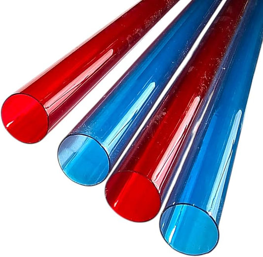 T5 F28 4' | T-5 Tube Lamps Sleeves | 48" Fluorescent Tube Guard with End Caps | 3/4" Wide | Fluorolite Plastics | Color: RED AND BLUE | 4 Pack