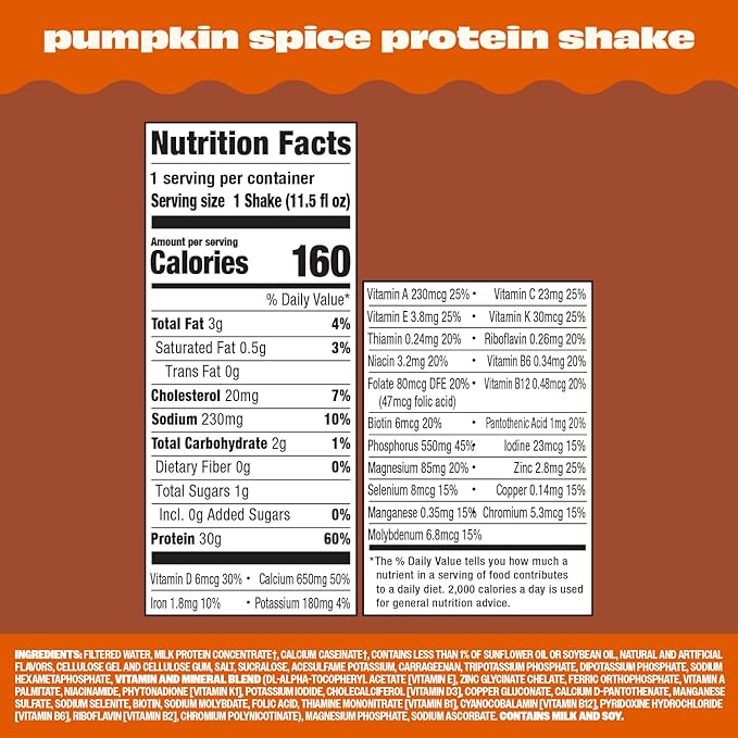 Premier Protein Shake, LIMITED EDITION Pumpkin Spice, 30g Protein, No Added Sugar, 24 Vitamins & Minerals to Support Immune Health, 11.5 fl oz (24 Pack)