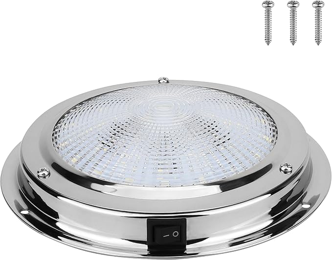 RVZONE Marine Boat Dome Light 12V LED Boat Interior Lights with Toggle Switch 5.5" LED Boat Cabin Light with Stainless Steel Surface Mount