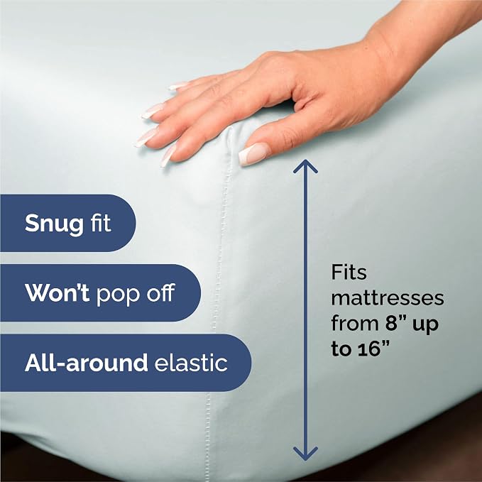 King 6 Piece Sheet Set - Comfy Breathable & Cooling - Ultra Soft Hotel Luxury Bedding Set w/ 8-16 Inch Deep Pockets - 1 Flat & 1 Fitted Sheet & 4 Pillowcases - Wrinkle Free and Easy Care - Ice Blue