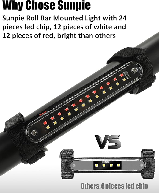 SUNPIE UTV Dome Light, Universal SXS Wireless Roll Cage Interior Lights w/White&Red for Polaris(RZR/Ranger/General) Talon/Pioneer Canam Kawasaki(Teryx/Mule) Golf Cart Yamaha, Without Remote