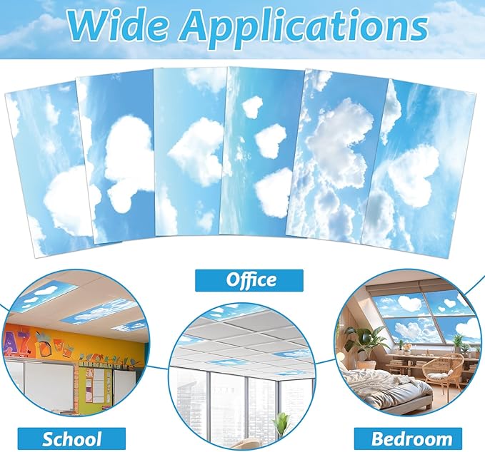 12 Pcs Fluorescent Light Covers with 120 Magnets Decorative for Classroom Ceiling Light 4 x 2 Feet Magnetic Lights Covers Filter Easy Install for Office Hospitals & Home Drop Ceiling Supplies (LOVE)