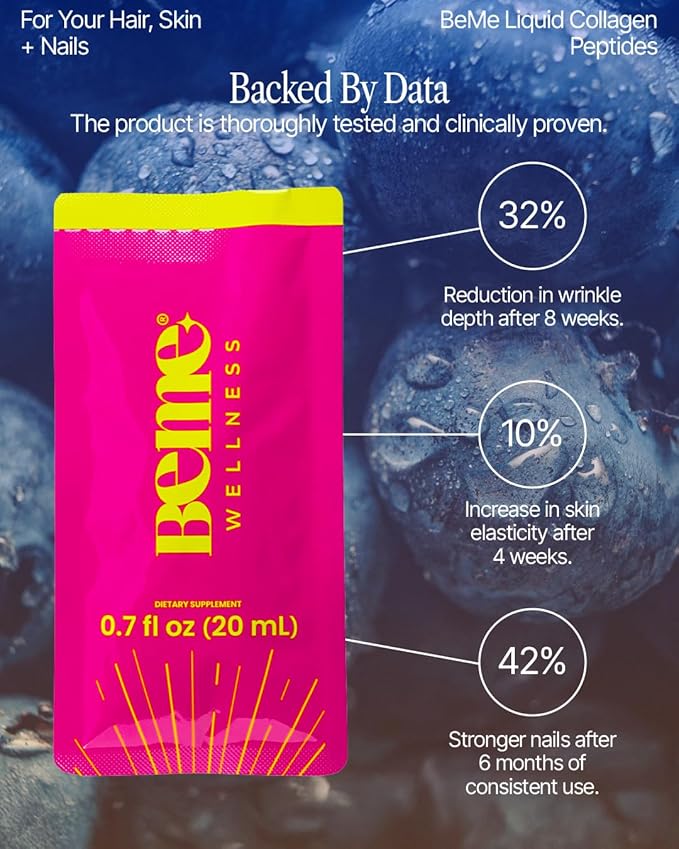 BeMe リキッドコラーゲン（女性用）- 2500mg ベリソル加水分解海洋性液体コラーゲン - 臨床試験済みコラーゲンサプリメント - 速い吸収、高い生体利用効率 - 肌、髪、爪をサポート