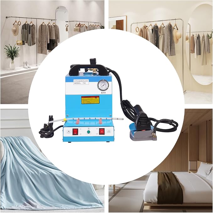 Laundry Boiler Steamer Iron, 1600W Commercial Curtain Electric Iron with Boiler, Steam Quantity & Temp Adjustable Countertop Ironing Station, for Laundry, Tailor Shop, Clothing Store