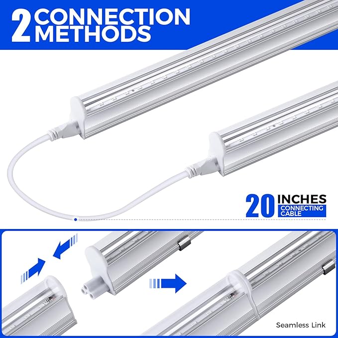 Barrina UV LED Blacklight Bar, 9W 2ft, T5 Integrated Bulb, Black Light Fixture for Blacklight Poster Halloween Decorations and Christmas Party, Fun Atmosphere with Built-in ON/Off Switch(4-Pack)