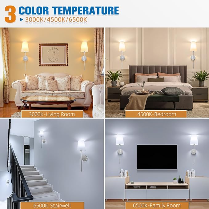 NIORSUN 25.4 inch Brushed Nickel Battery Operated Wall Sconce Set of 2,Rechargeable Wall Lights with Dimmable Detachable Bulbs and Remote,9 Colors Wireless Sconces for Bedroom Living Room Hallway