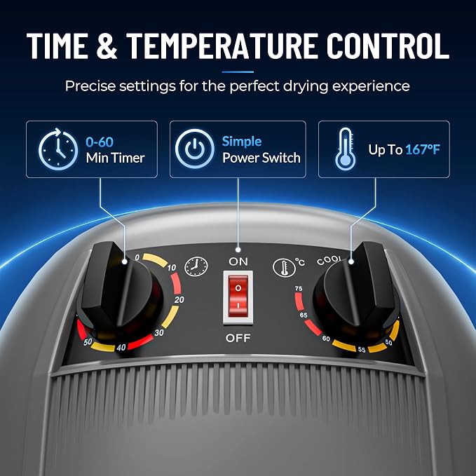 Nova Microdermabrasion Professional Hooded Floor Hair Dryer Adjustable Bonnet Hair Dryer Stand Up with Timer and Rolling Wheels for Beauty Spa Home Salon Equipment (Grey)