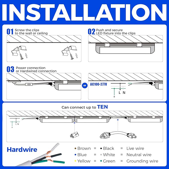 Barrina LED Shop Light 2FT, 20W 3000LM 3000K, Clear Cover Linkable Tube Lights, V Shape Integrated T8 LED Lighting, Ceiling Lights for Garage, Warehouse, Workshop, ETL Listed, 2 Packs