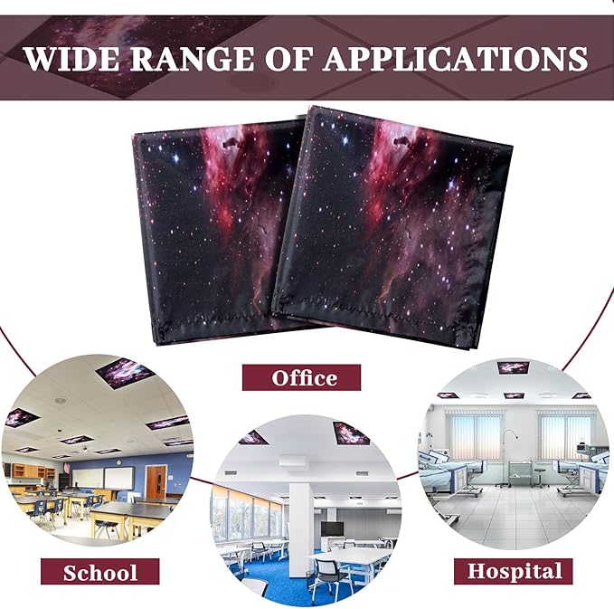 Hortsun 6 Pcs Fluorescent Light Covers - 4 x 2 Feet Magnetic Light Filters, Ceiling Lights Covers for Classroom Fluorescent Shade, Hospitals, School Office Cubicle Decor(Star Cluster)