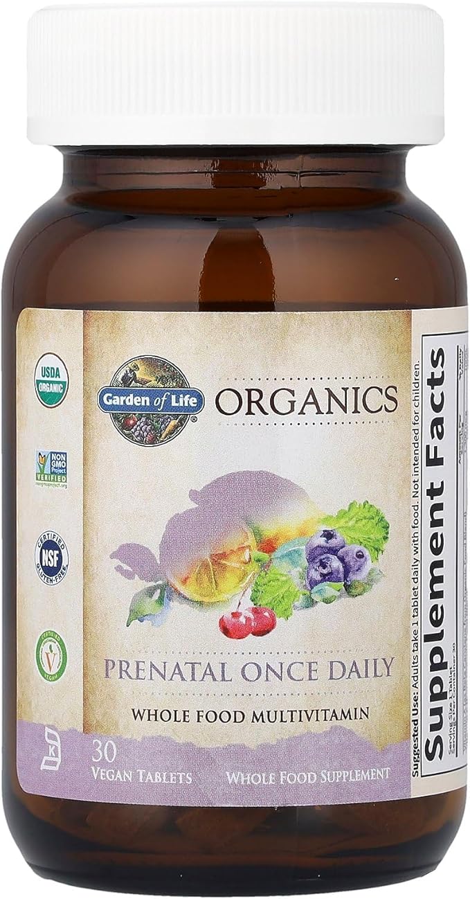 Garden of Life Organics プレナタル ビタミン：葉酸でエネルギーを補給し、健康的な胎児の発育をサポート、便秘になりにくい鉄分、ビタミンC、B6、B12、D3 – オーガニック、非遺伝子組み換え、グルテンフリー、ビーガン、30日分