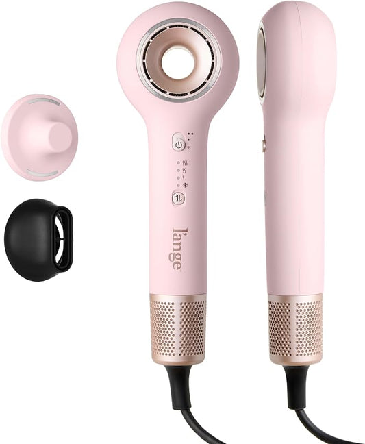 L'ANGE HAIR Axia HaloRing Ionic Hair Dryer | High Speed Professional Blow Dryer for Smooth, Frizz-Free Styles | Lightweight Brushless Motor with Concentrator & Wall Mount | 4 Heat Settings | Blush