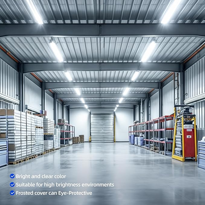 Barrina 8FT LED Bulbs, 44W 4500 Lumen 6500K Super Birght Light, T8 T10 T12 LED Fluorescent Replacement Tube, FA8 Single Pin T8 LED Bulbs 8 Foot Ballast Bypass, Dual-End Powered, Frosted Cover, 4 Packs