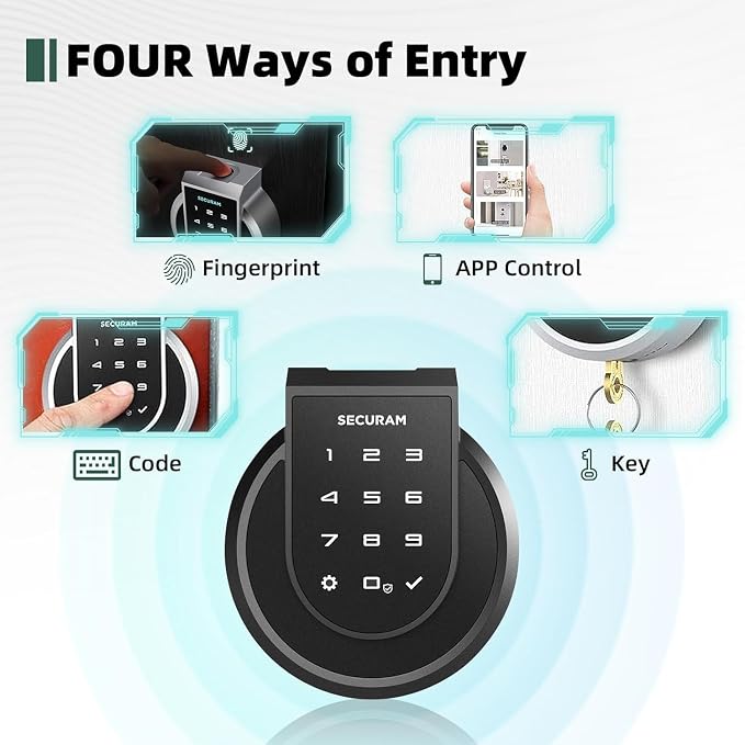 SECURAM Smart Lock Touch - Fingerprint & WiFi Smart Door Lock, Keyless Entry with App Control, Bluetooth Electronic Deadbolt, Compatible with Alexa & Google Home, Keypad Code, Black