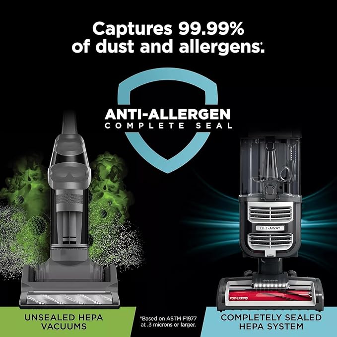 Shark UV730 Navigator Lift-Away Upright Vacuum, PowerFins HairPro Self-Cleaning Brushroll, HEPA Filter with Anti-Allergen Technology, LED Headlights, Swivel Steering, Gray (Renewed)