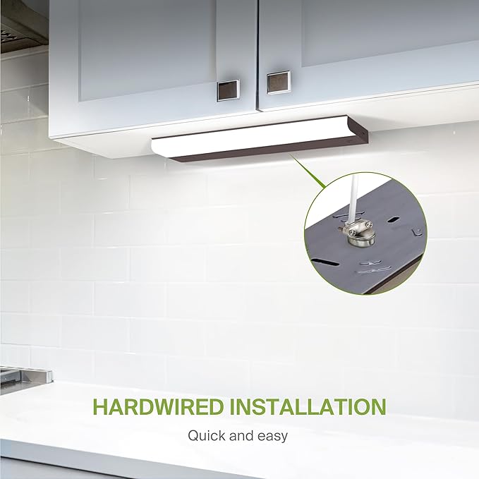 ASD LED Under Cabinet Lighting Hardwired, 24 Inch 12W 2700K-5000K Selectable, 1051LM, CRI90+, Direct Wire Linkable Under Counter Lights for Kitchen, Dimmable Under Cabinet Lights, Bronze, UL, 12 Pack