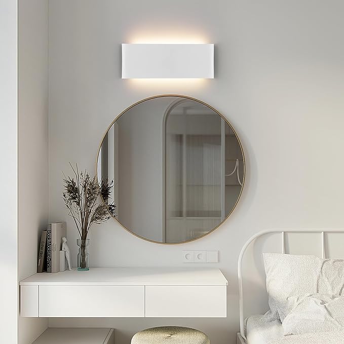 Mille Lucciole 11"Modern LED vanity light,15W Dimmable 5 CCT (3000K-6500K) Adjustable Wall Lamp,Up and Down Wall Lighting,Indoor Wall Sconce for Bedroom,Staircase,Hallway,Dressing Table, 2 Pack（White）