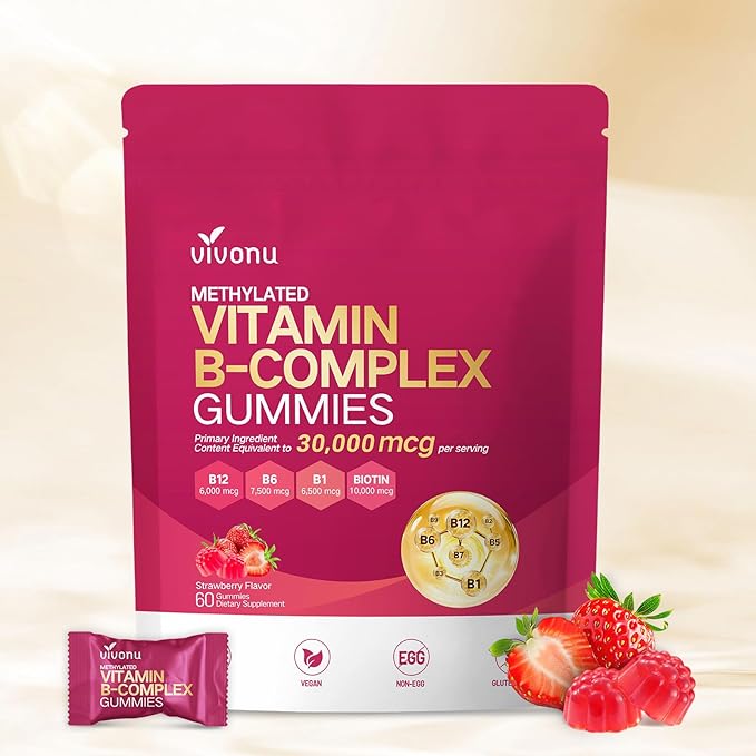 VivoNu 24-in-1 Vitamin B Complex Gummies for Women and Men＋ D3 K2 10000 IU with MK7-300 Virgin Coconut Oil Softgels