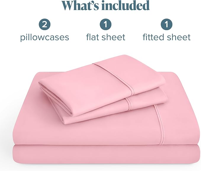 Bare Home Full XL Sheet Set - 1800 Ultra-Soft Microfiber Full Extra Long Bed Sheets - Double Brushed - Deep Pockets - Easy Fit - 4 Piece Set - Bedding Sheets & Pillowcases (Full XL, Light Pink)