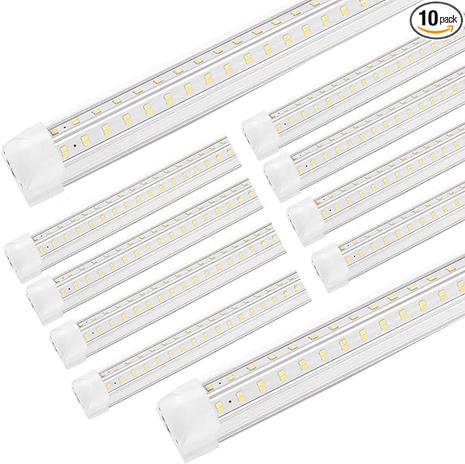 XLNYUUI Led Shop Lights,4FT LED Light 50W 6500K 7000LM Led Daylight,Garage Light Linkable Clear Cover Integrated V-Shape for Garage Warehouse Workbench Workshop(10-Pack)