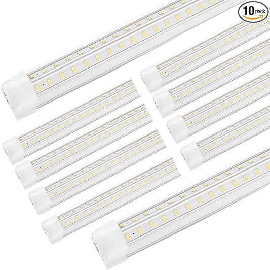 XLNYUUI Led Shop Lights,4FT LED Light 50W 6500K 7000LM Led Daylight,Garage Light Linkable Clear Cover Integrated V-Shape for Garage Warehouse Workbench Workshop(10-Pack)