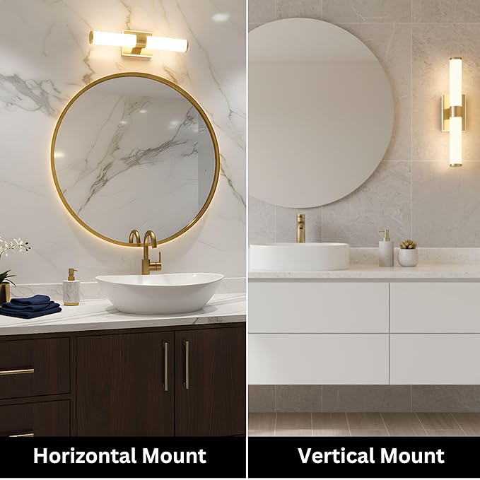 20 Inch LED Vanity Light Bar with Motion Sensor, Dual LED Source | 4 Lighting Modes (incl. Night Light) | 3000K Warm White, Dimmable, CRI 90+, 1040LM, ETL Listed (Brushed Gold)