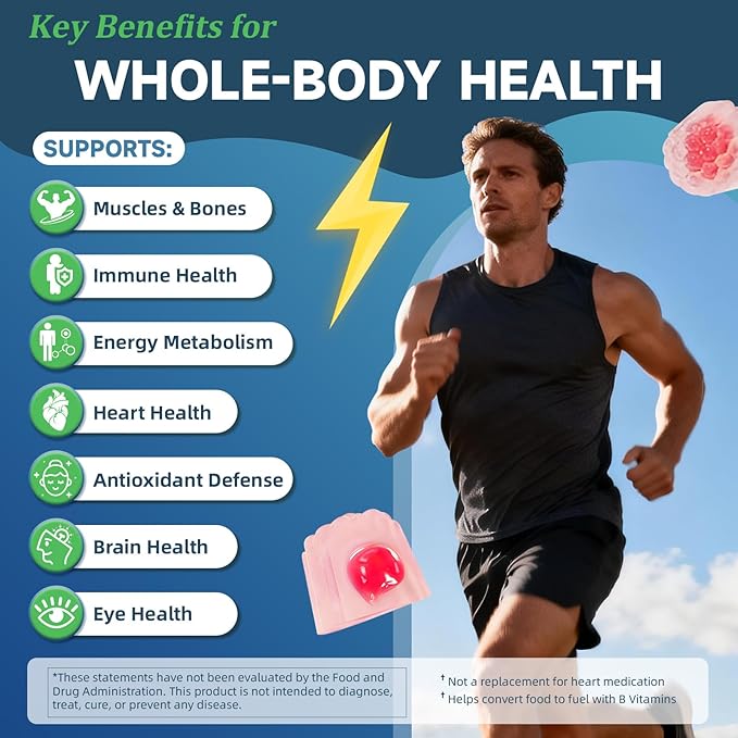 Totaria Multivitamine Sans Sucre pour Hommes avec Oméga 3, Probiotiques, Gummies Multivitaminés pour Hommes avec Complexe B Méthylé, AAE, Lycopène, Zinc, pour Énergie Quotidienne, Immunité, Cœur, Sans Fer, 60 Comprimés
