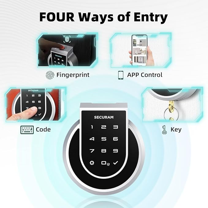 SECURAM Smart Lock Touch - Fingerprint & WiFi Smart Door Lock, Keyless Entry with App Control, Bluetooth Electronic Deadbolt, Compatible with Alexa & Google Home, Keypad Code, Silver