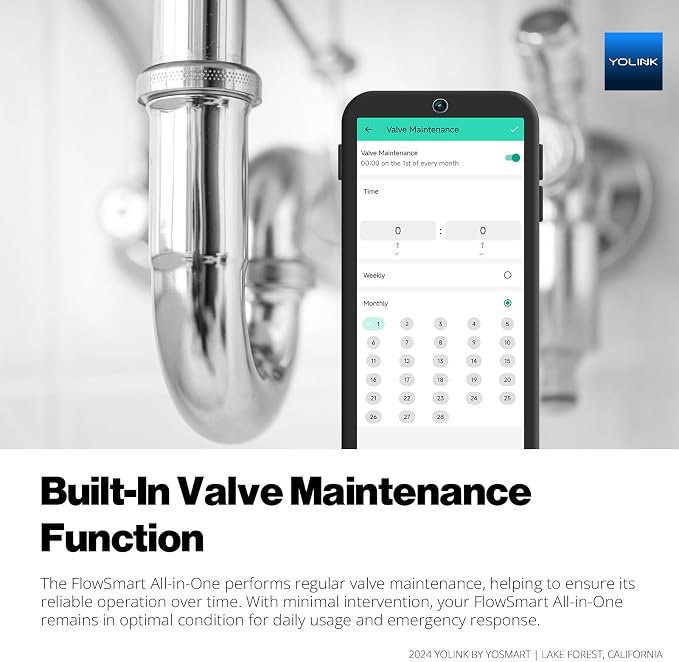 NSF Certified YoLink FlowSmart All-in-One Smart Water Meter & Auto Shutoff for 2" Pipes, LoRa Long-Range, Real-Time Leak Detection, 10-Year Battery, 80+ Device Ecosystem, Hub Required