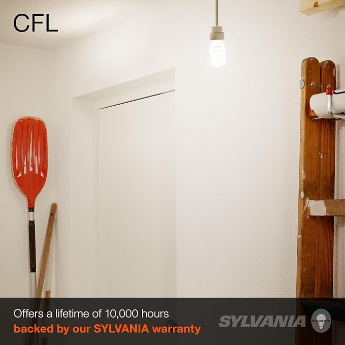 Sylvania CFL T2 Twist Light Bulb, 60W Equivalent, Efficient 13W, 850 Lumens, Medium Base, 2700K, Soft White - 8 Pack (26363)
