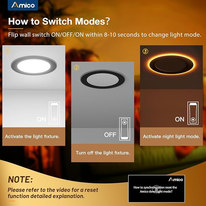 Amico 12 Pack Black 4 Inch 5CCT LED Recessed Ceiling Light with Night Light, 2700K/3000K/3500K/4000K/5000K Selectable Ultra-Thin Lighting, 10W=90W, 700LM, Dimmable Canless Wafer Downlight - ETL&FCC