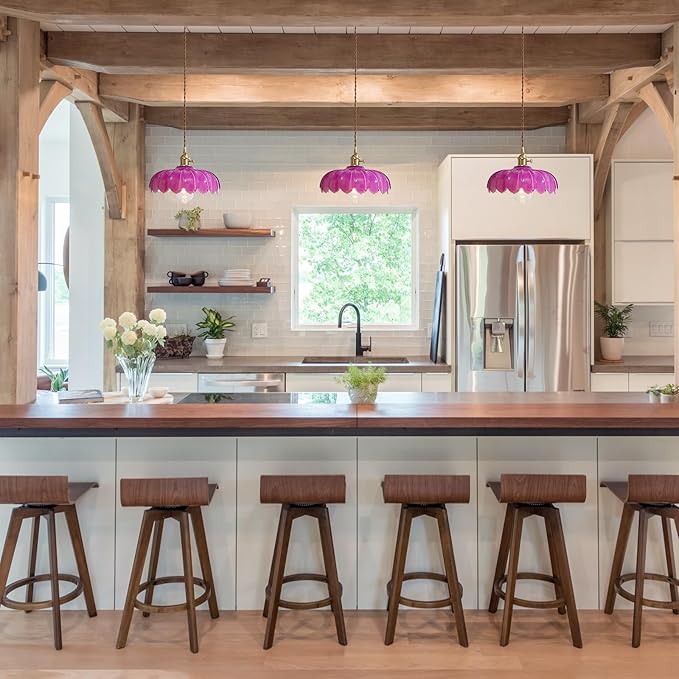 XZHGCEE Plug in Pendant Light: Hanging Light Plug in Royal Purple Glass Hanging Lamp, Pendant Lighting for Kitchen Island, Bedroom, Dining Room, Living Room, No Bulb