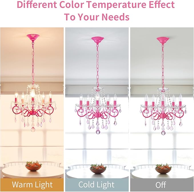 Small Crystal Chandelier, Modern Pink Chandeliers for Dining Room Light Fixture, Mini Crystal Pendant Light Bedroom for Ceiling Light Fixture for Living Room Entryway Kitchen Island Hallway