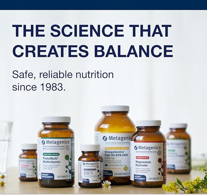 Metagenics Vitamine D3 1000 UI - Complément de Vitamine D pour une bonne formation osseuse, la santé cardiovasculaire et le soutien immunitaire - 120 gélules