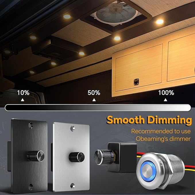8 Pack 12 Volt LED Puck Light 2.75” RV Recessed Mount Ceiling Light for Camper Van Truck Boat Interior Ceiling Kitchen Cabinet Lighting CRI 93 (Pearly White/Warm White)