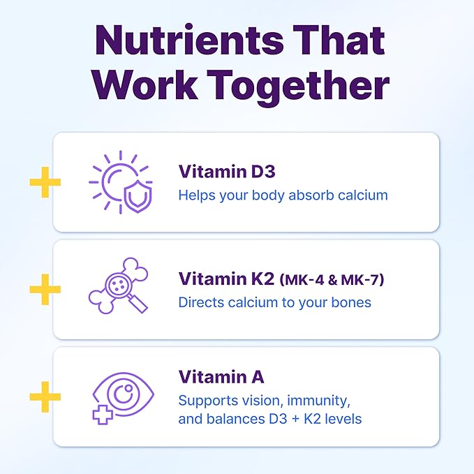 InnovixLabs Vitamine D3 K2 - 5000 UI Vitamine D3 Plus 600 mcg Vitamine K2 MK4 et MK7 pour une absorption maximale du calcium, soutient la santé des os, le système immunitaire, la santé cardiaque, testé par des tiers, sans gluten, 60 gélules (lot de 2)