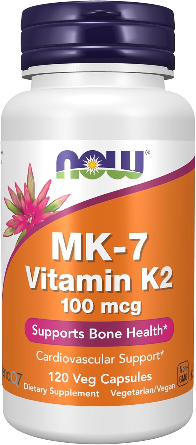NOW Foods サプリメント、MK-7 ビタミンK-2 100mcg、循環器の健康をサポート*、骨の健康をサポート*、植物性カプセル120粒