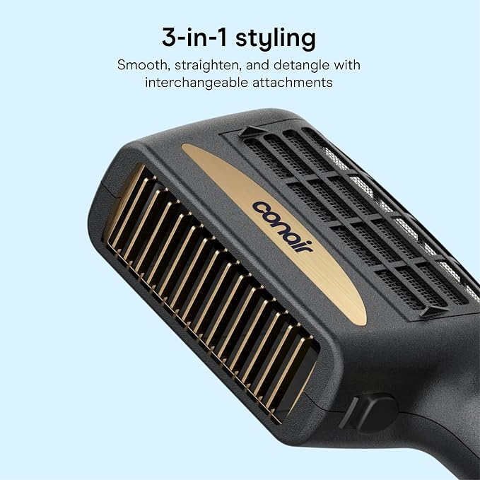 INFINITIPRO BY CONAIR 3-in-1 Styling Hair Dryer, 1875W Hair Dryer and 3 Attachments | Dry and Style in One Step, for Thick and Curly Hair, Includes 3 Attachments, Black, SD11L
