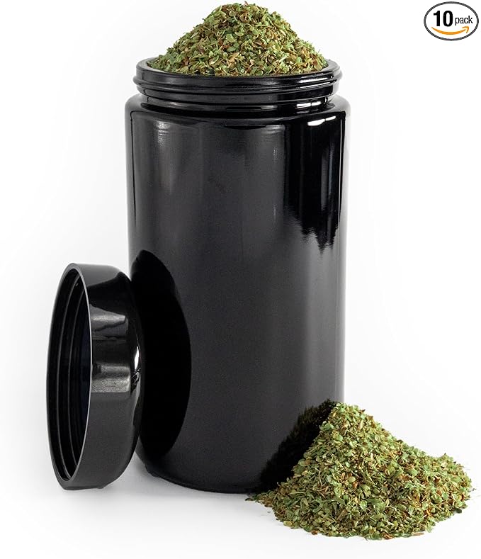 Infinity Jars, Ultraviolet Glass Jar 500 ML (17 fl oz) Pack 10 Smell Proof, Antistatic, Light Blocking Container for Herbs, Coffee, Tea & Spices Durable, Travel-Friendly Storage