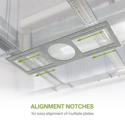 ASD 6 Pack New Construction Mounting Plate Round Hole - 6 Inch Flat Galvanized Steel Wafer Light Rough in Plate, Shallow Light Fixture Mounting Bracket for LED Recessed Lighting