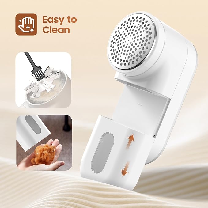 Fabric Shaver Lint Shaver, Electric Lint Remover with 3-Gears and 6-Blades, Sweater Shaver USB Rechargeable Fabric Pilling Remover for Clothes, Couch, Beddings