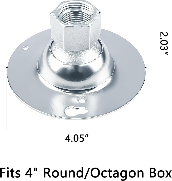 SIHAI 1-Pack 4” Round Swivel Cover, Heavy Duty Pendant Fixture Hanger for Mounting Fixtures on Flat/Sloped Ceilings, Fits 4" Round/Octagon Electrical Box