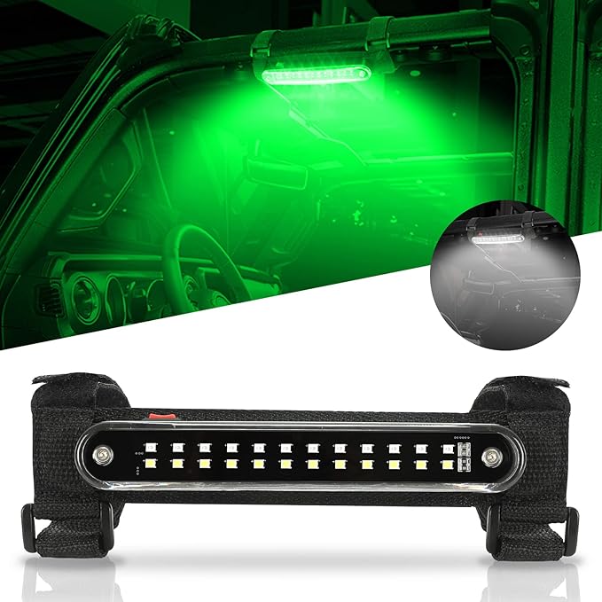 SUNPIE UTV Dome Light Universal SXS Wireless Interior Lights for Polaris Canam Pioneer/Talon Kawasaki Mule/Teryx Arctic Cat Golf Cart Boat Off-Road SXS All w/1.1/4in-2in Ironwork, Two Light Mode