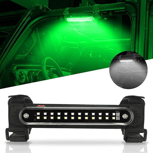 SUNPIE UTV Dome Light Universal SXS Wireless Interior Lights for Polaris Canam Pioneer/Talon Kawasaki Mule/Teryx Arctic Cat Golf Cart Boat Off-Road SXS All w/1.1/4in-2in Ironwork, Two Light Mode