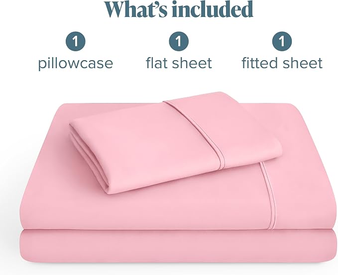 Bare Home Twin XL Sheet Set - 1800 Ultra-Soft Microfiber Twin Extra Long Bed Sheets - Double Brushed - Deep Pockets - Easy Fit - 3 Piece Set - Bedding Sheets & Pillowcases (Twin XL, Light Pink)
