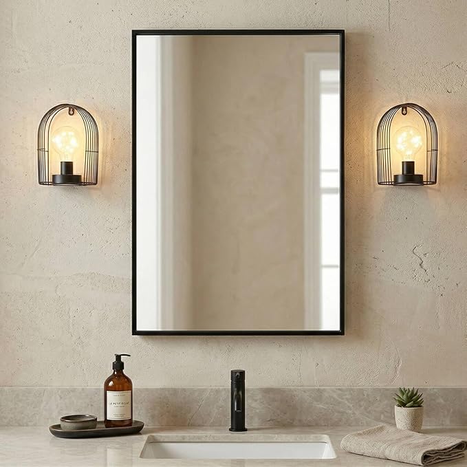 JHY DESIGN Set of 2 Battery Operated Wall Sconce 7''H Metal Wall Mount Lamp with 6-Hour Timer and Fairy Lights Bulb Table Lamp Wall Decor for Bedroom Living Room Hallway Stairway(Arch Shape)