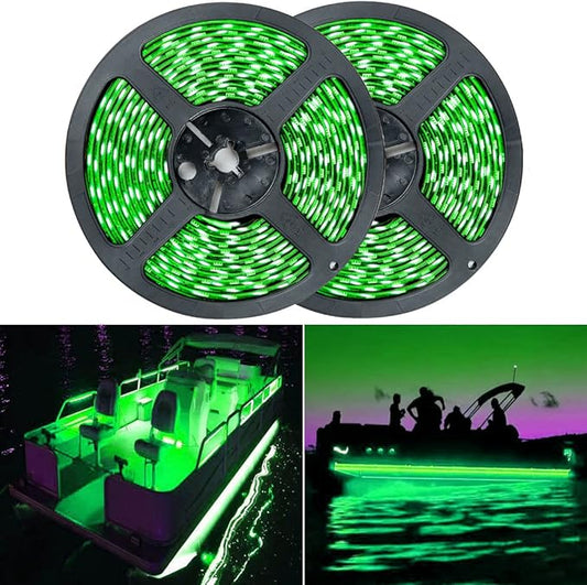 Seaponer Pontoon Boat Light - LED Strip for Duck, Bass, Sail, Kayak - Flexible Deck & Interior Courtesy Lights - Green, 12v